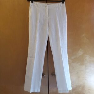 NWT H&M Womens White Beach Linen High Rise Pants Size 8
